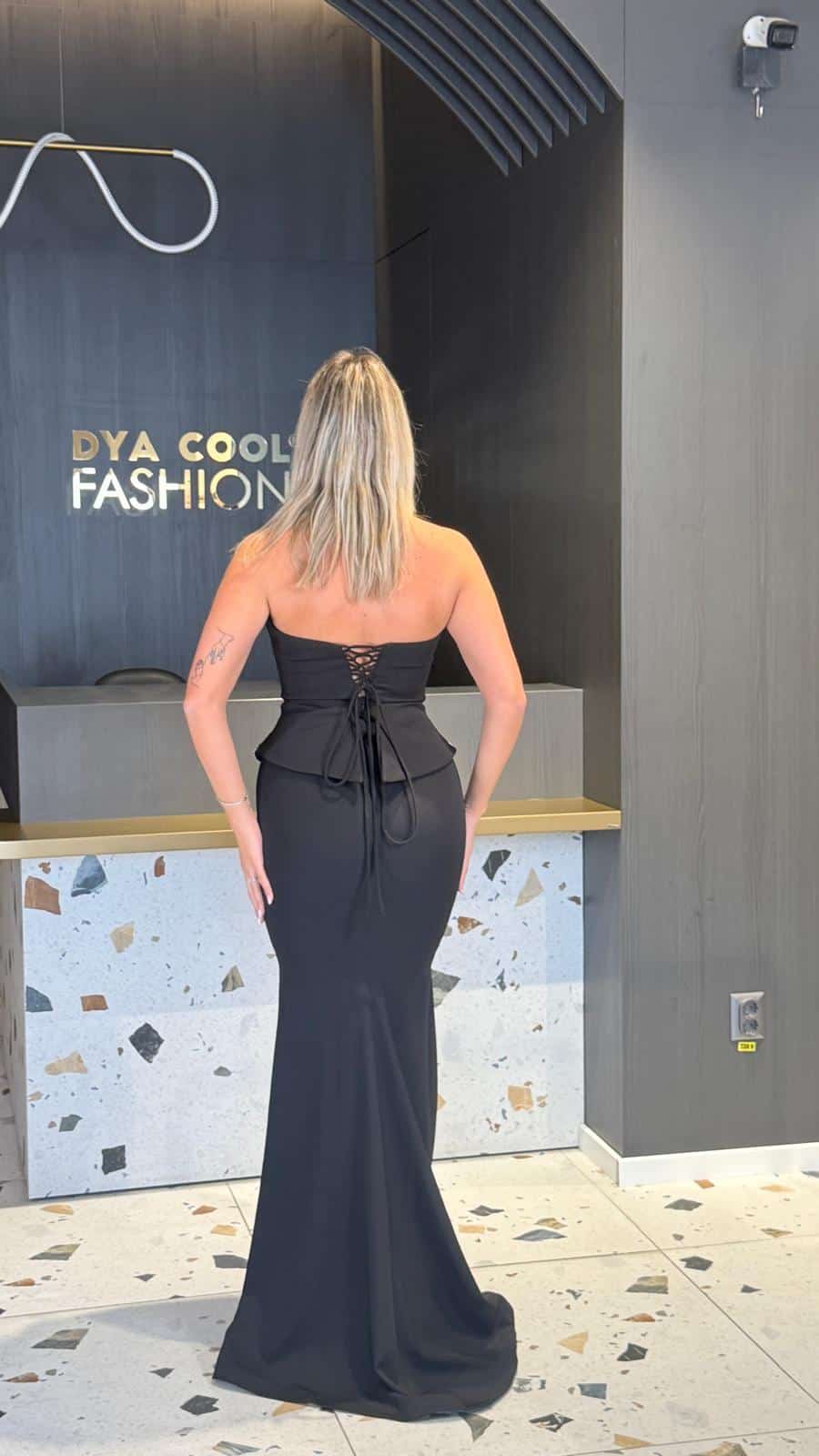 Rochie Lunga Lux Negru Corset DYA894 - imagine 5