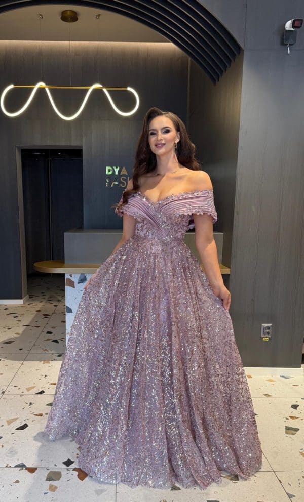 rochie Lux Elegantă Roze DYA799 - imagine 2