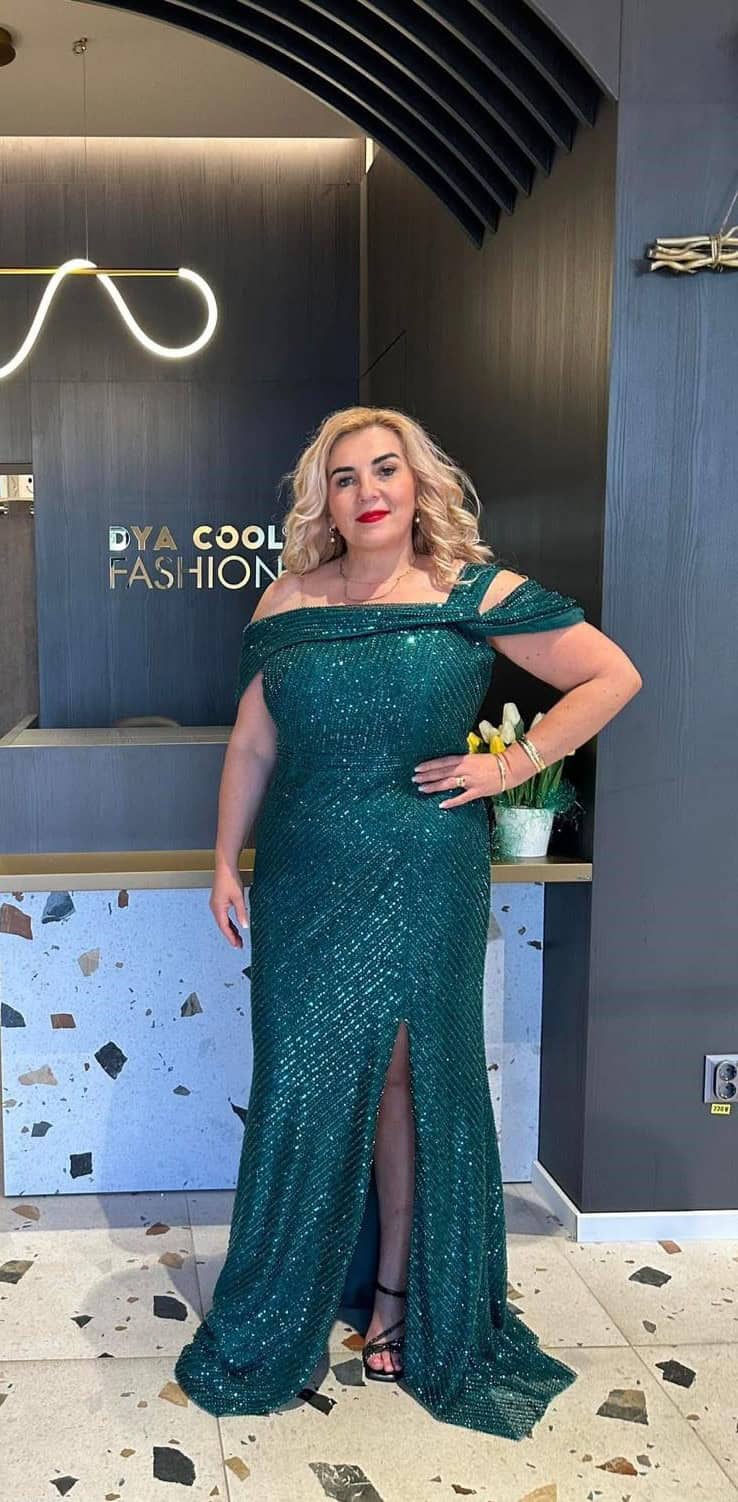Rochie Lunga Verde DYA848 - imagine 2