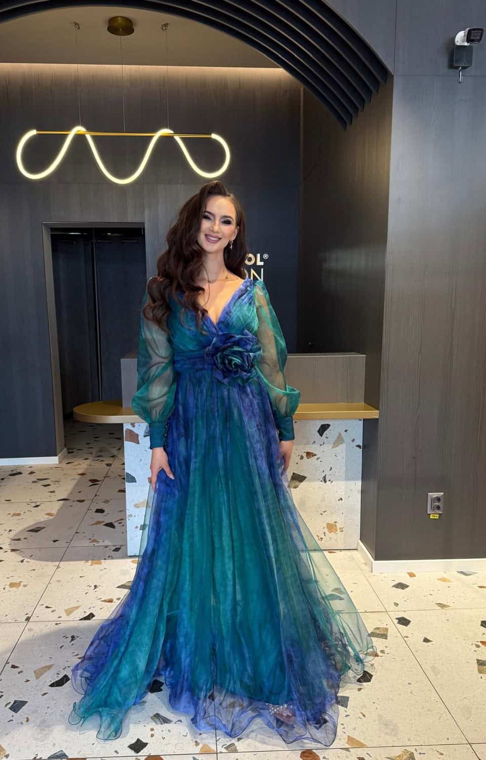 Rochie Lunga Albastru-Verde Degrade DYA925