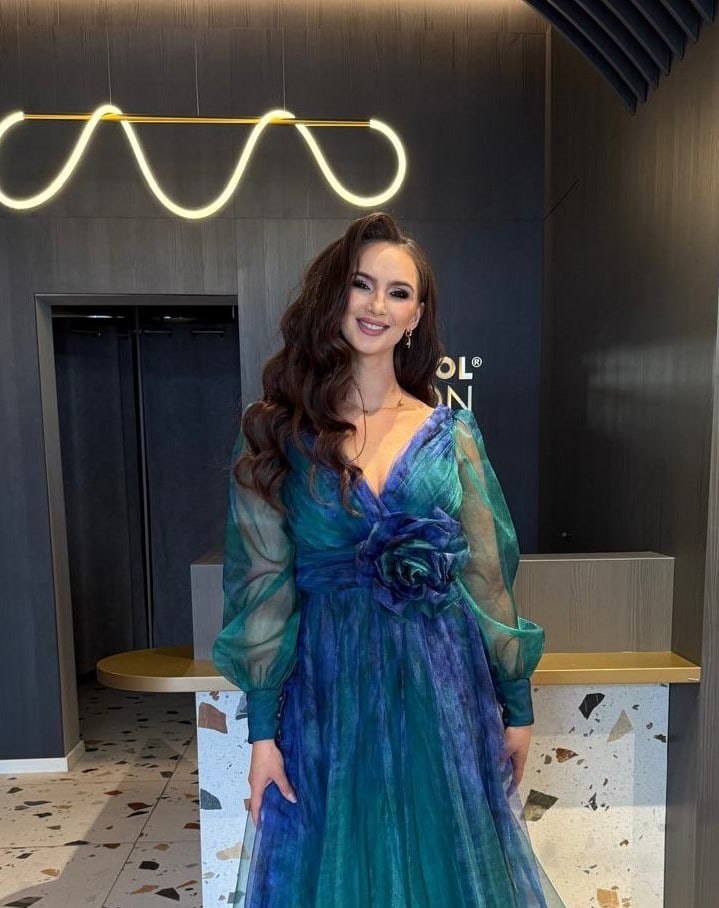 Rochie Lunga Albastru-Verde Degrade DYA925 - imagine 4