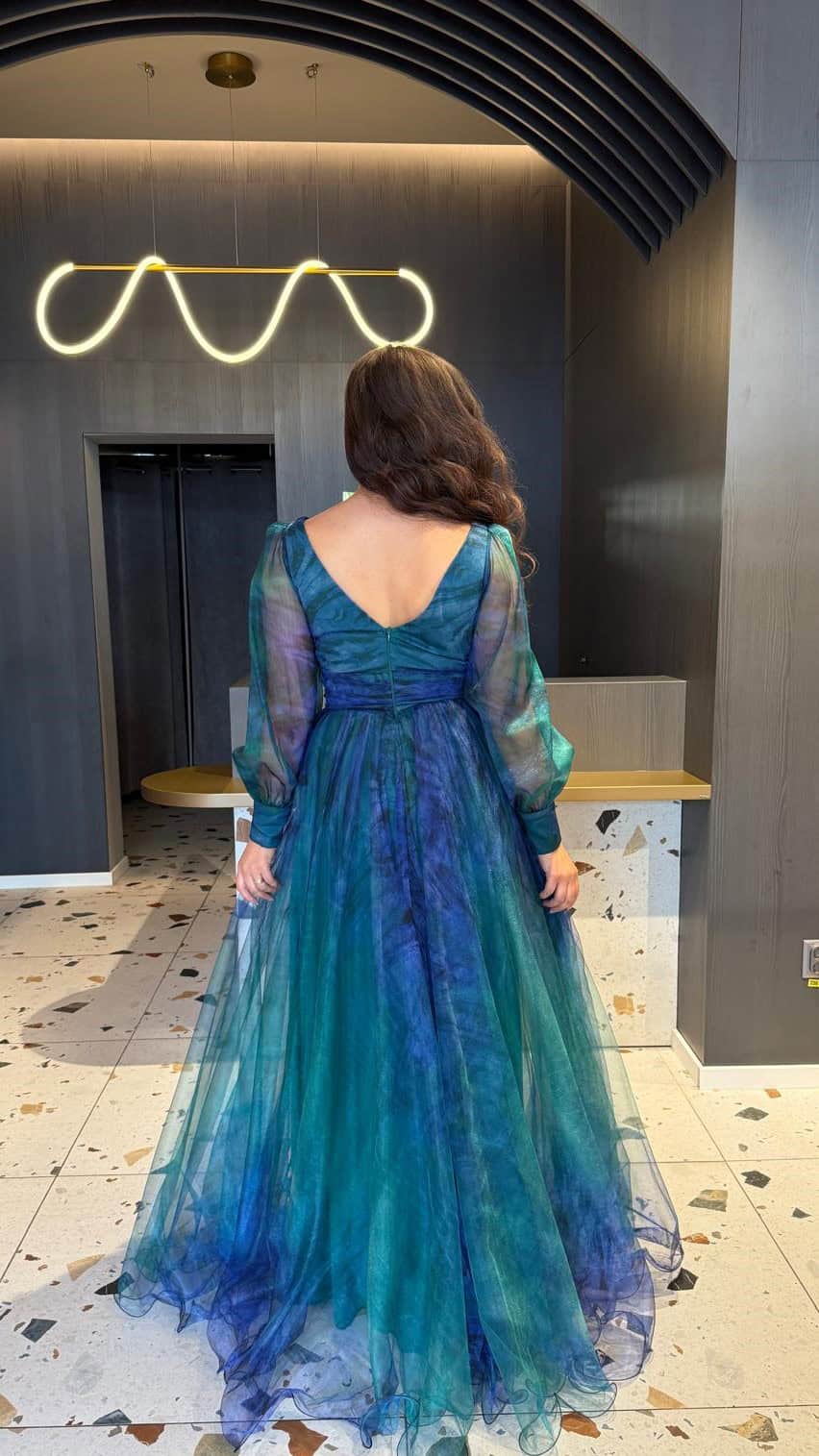 Rochie Lunga Albastru-Verde Degrade DYA925 - imagine 3