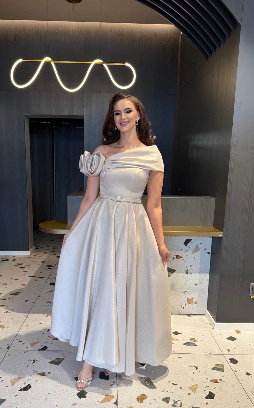 Rochie lunga Princes Ivoire-Gold DYA926
