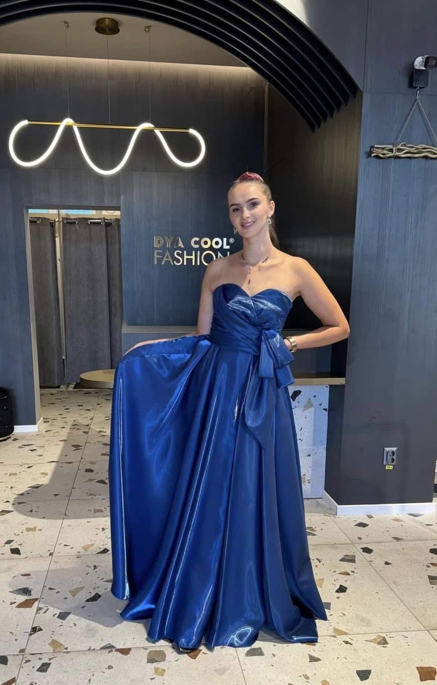 Rochie Lungă Albastru DYA814 - imagine 2