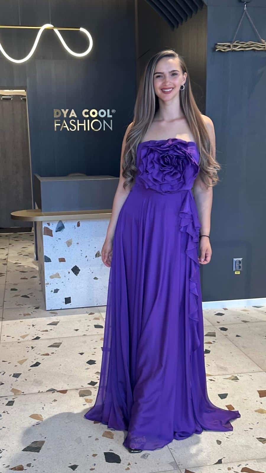 Rochie Lungă Violet Flower DYA813 - imagine 2