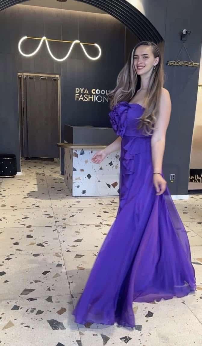 Rochie Lungă Violet Flower DYA813 - imagine 3