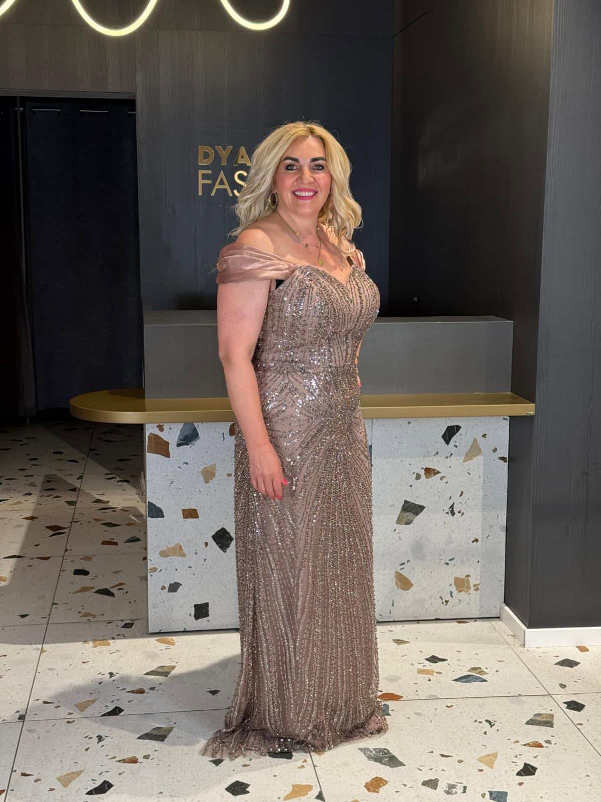 Rochie Lungă Lux Mocca DYA1024 - imagine 5