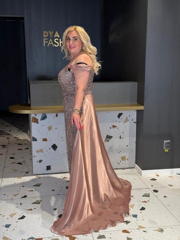 Rochie Lungă Lux Mocca DYA1024 - imagine 4