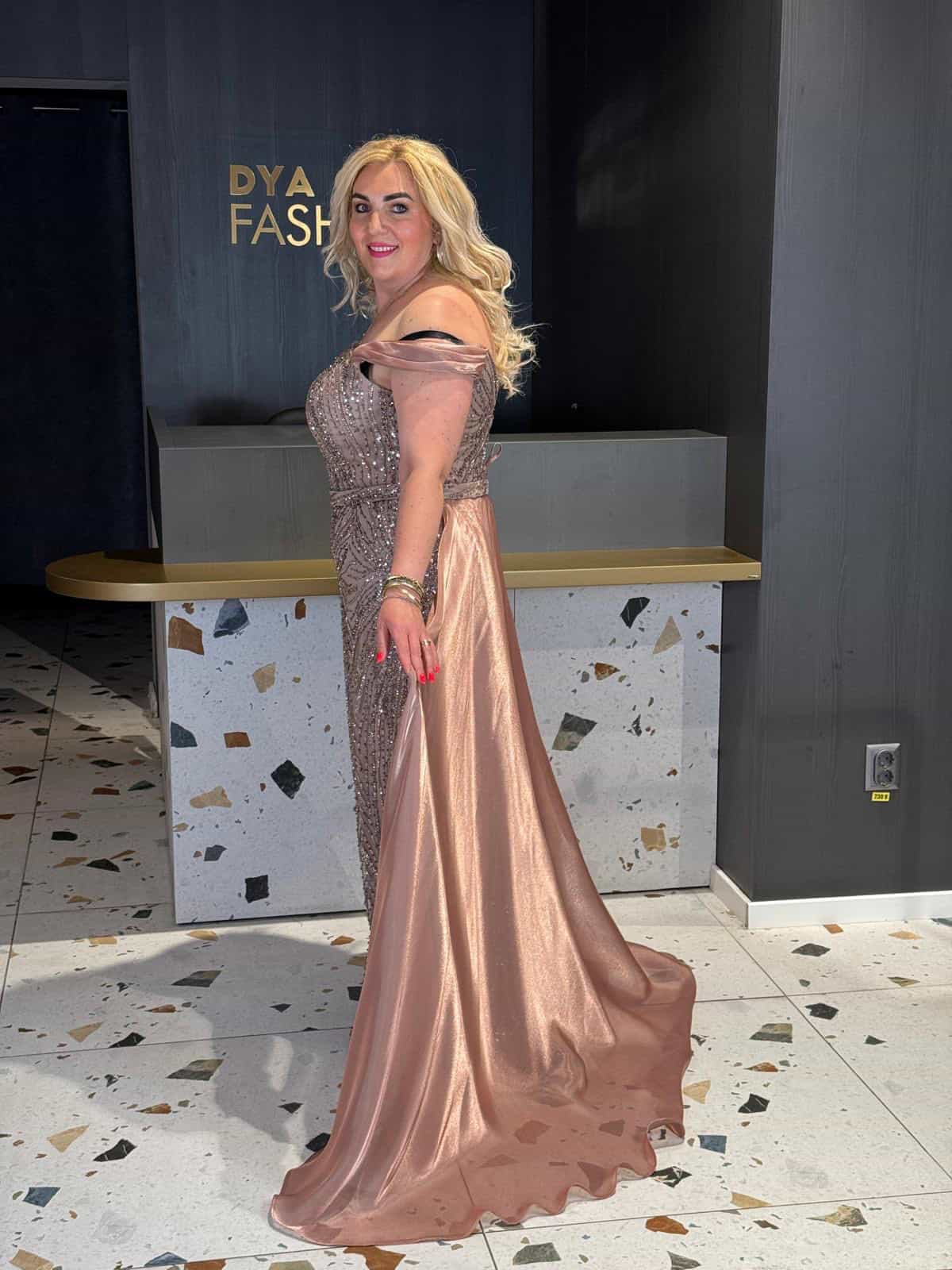 Rochie Lungă Lux Mocca DYA1024 - imagine 4