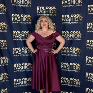 Rochie Midi Visiniu Cu Pietricele DYA958