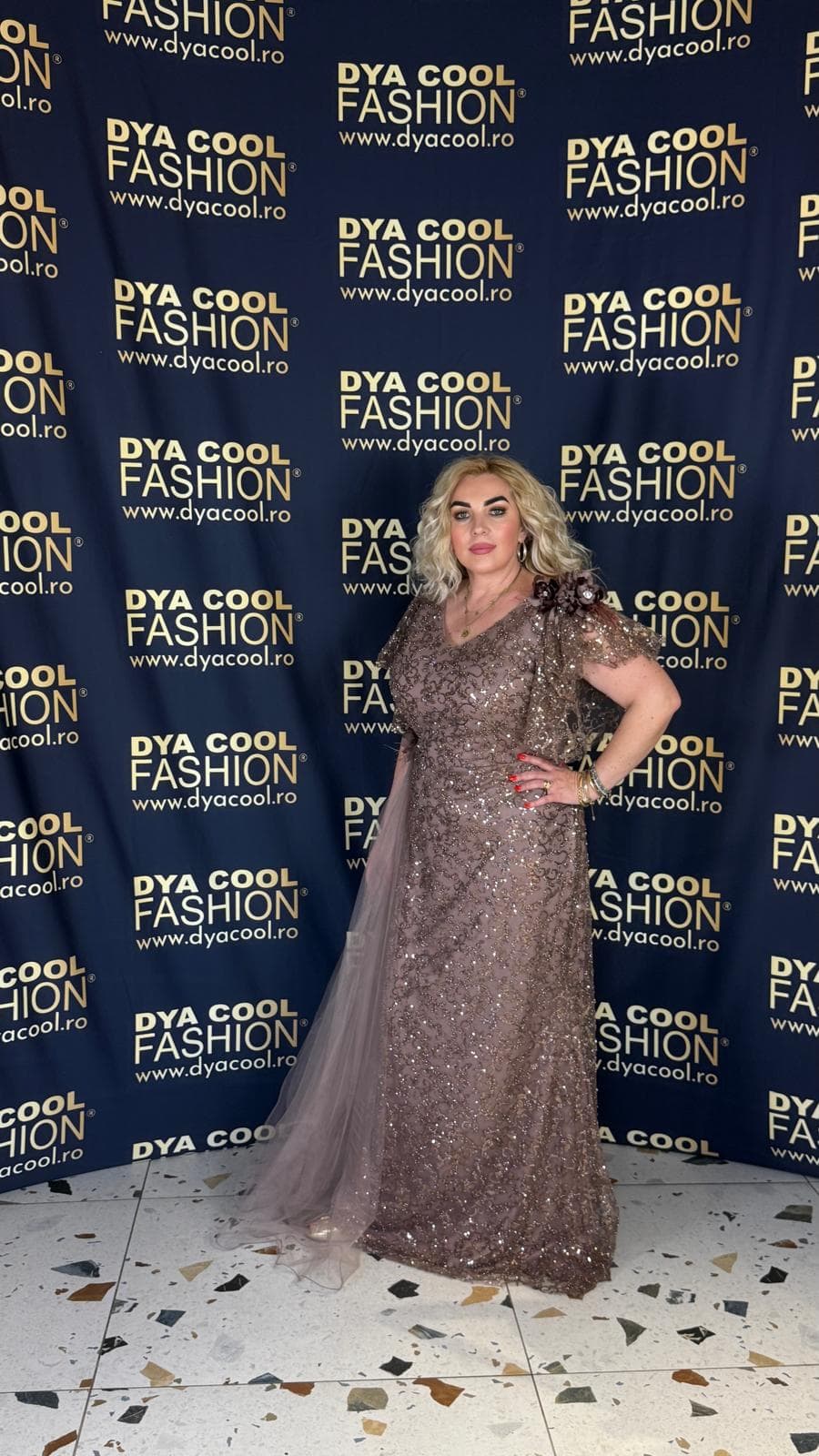 Rochie Lunga Lux Mocca Tulle DYA966 - imagine 3