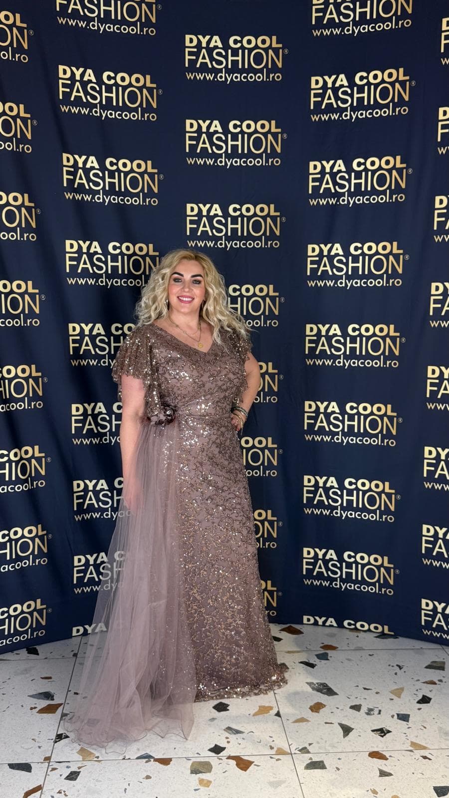 Rochie Lunga Lux Mocca Tulle DYA966 - imagine 2