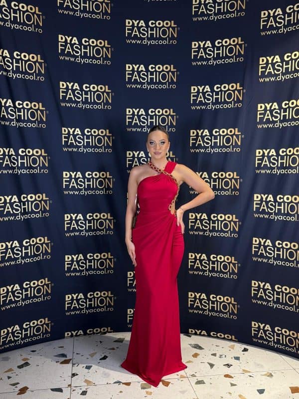 Rochie Lunga Rosu Chain Gold DYA985