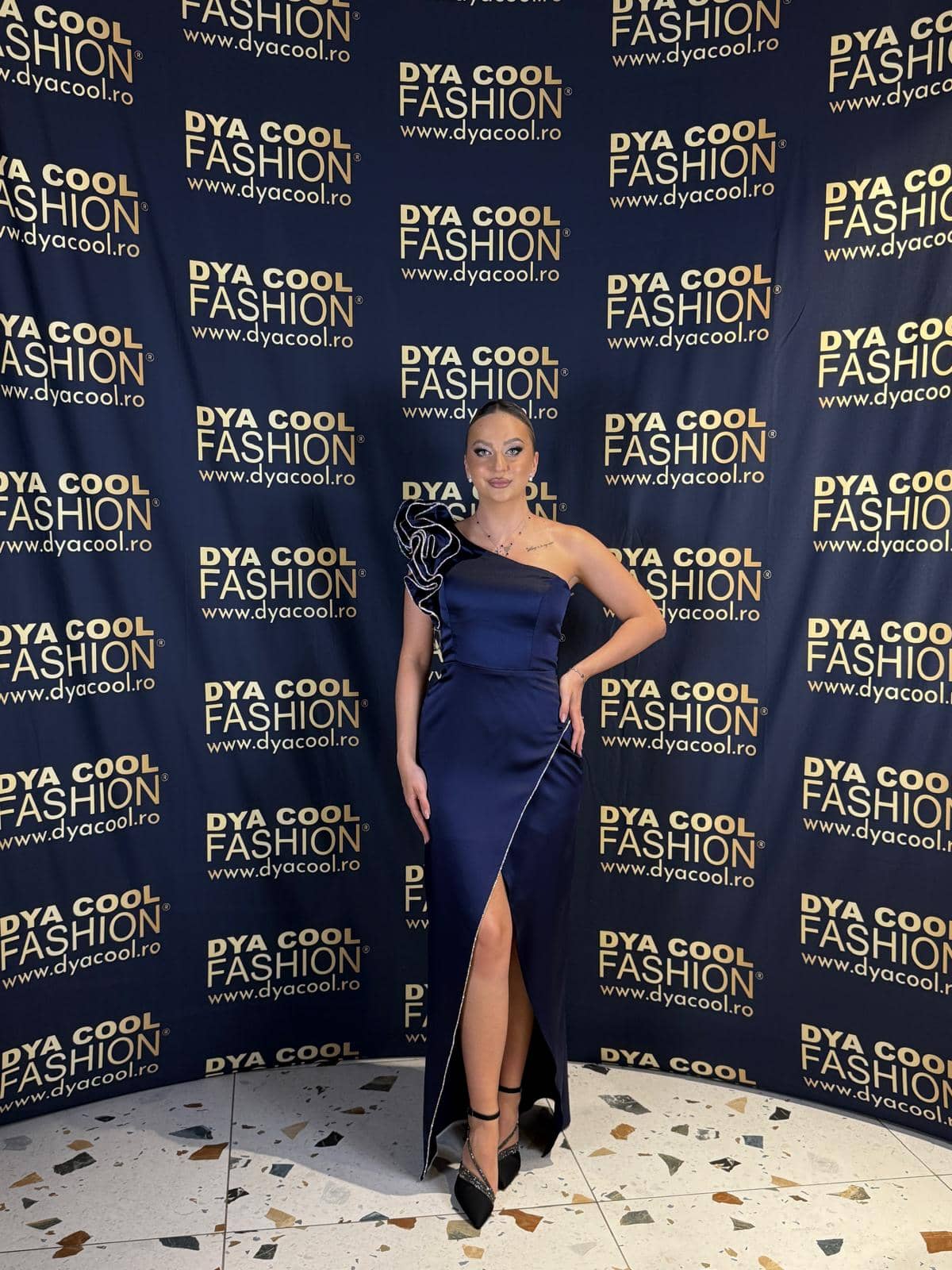 Rochie Lunga Bleumarin Cristal Line DYA988