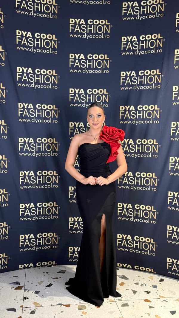 Rochie Lunga Negru Red-Flower DYA992