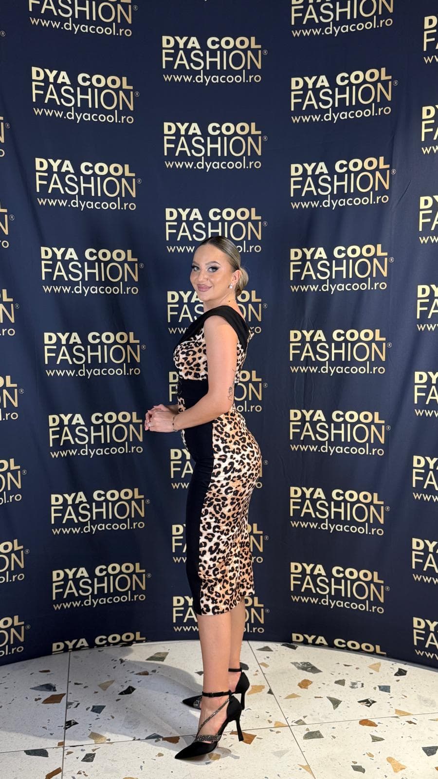 Rochie Midi Negru Animal Print DYA991 - imagine 2
