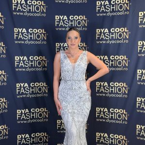 Rochie Lunga Alb Argintiu DYA990