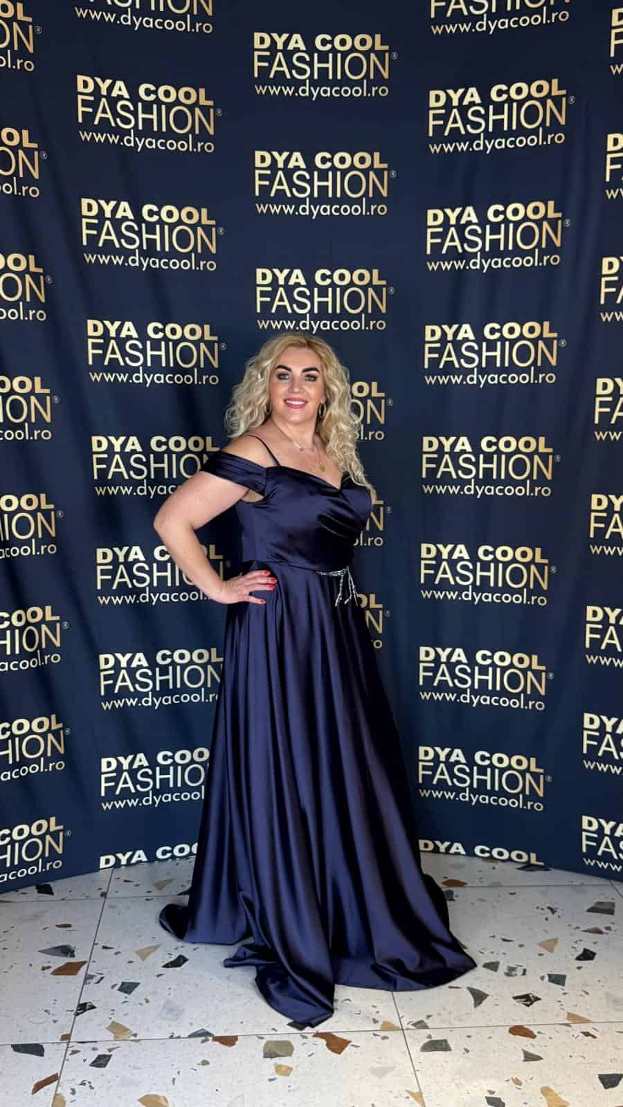 Rochie Lunga Indigo Satin DYA995 - imagine 3