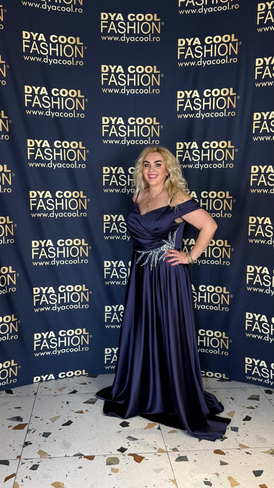Rochie Lunga Indigo Satin DYA995 - imagine 2