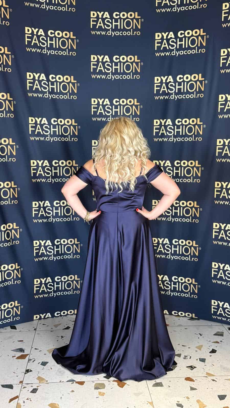 Rochie Lunga Indigo Satin DYA995 - imagine 4
