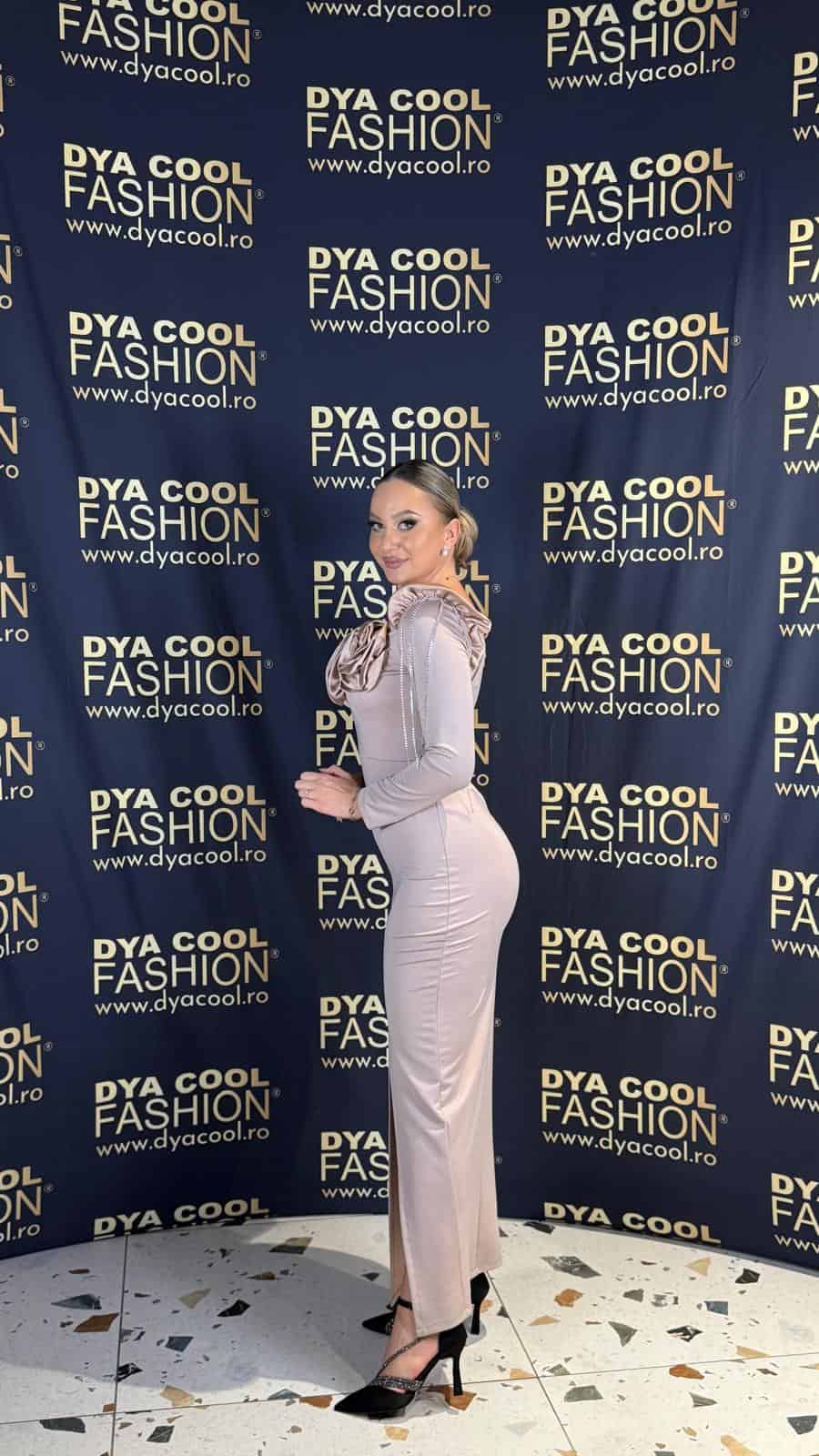 Rochie Lunga Bej Flower DYA999 - imagine 3