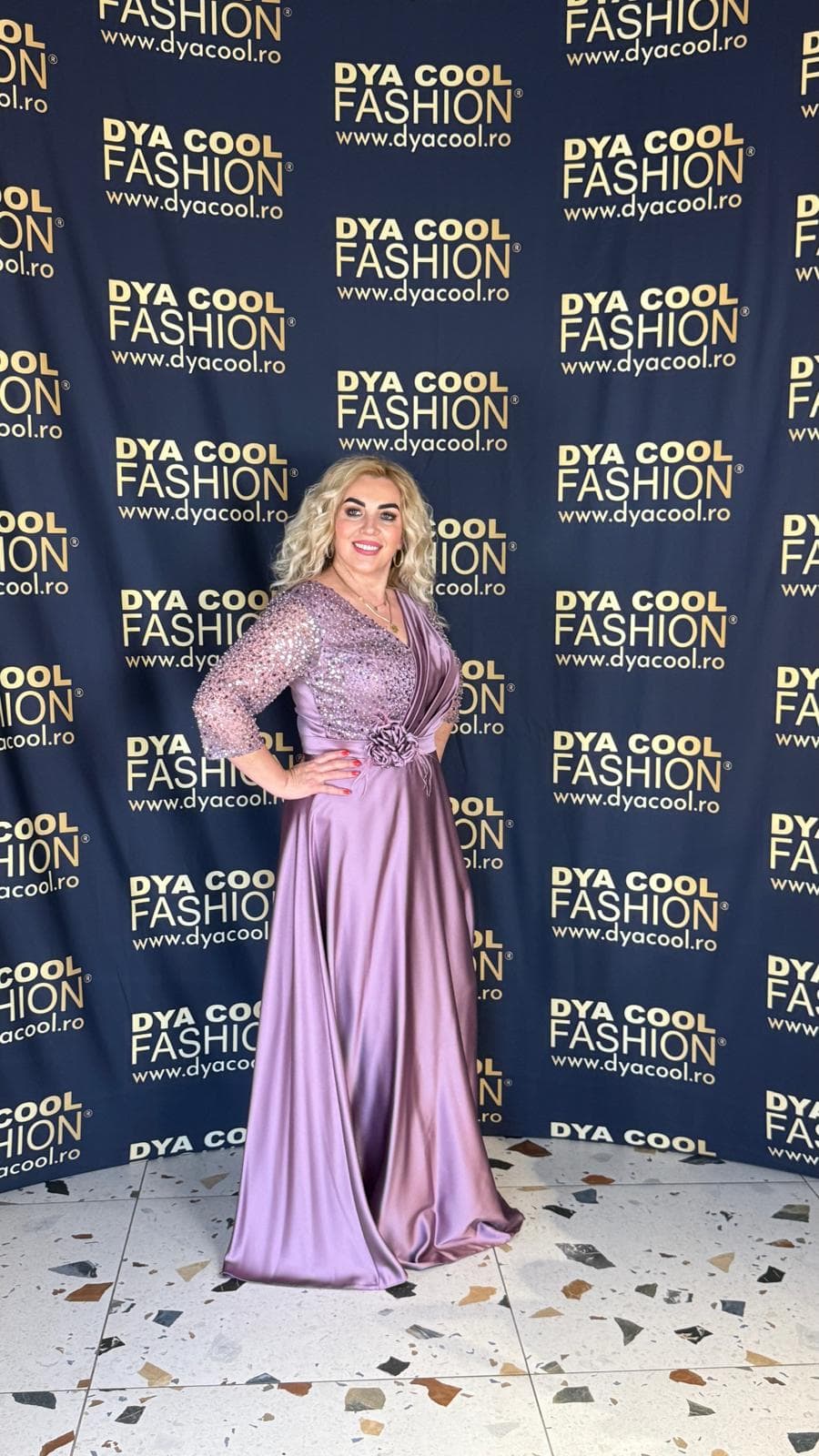 Rochie Lunga Lavanda Satin DYA1007 - imagine 2