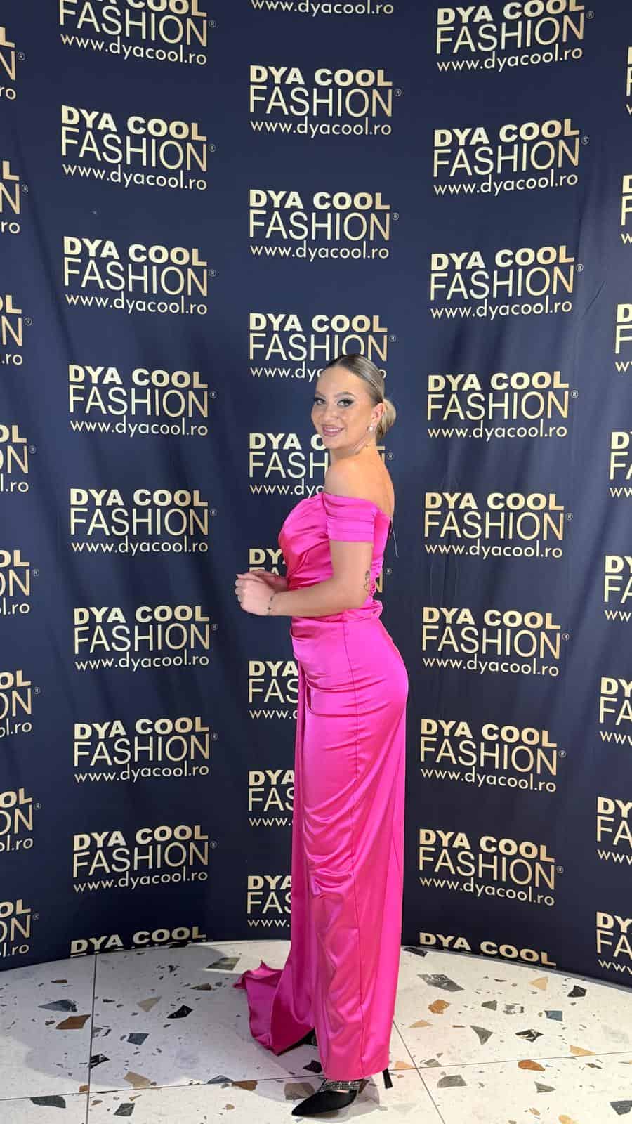 Rochie Lunga Fuxia Satin DYA1011 - imagine 2