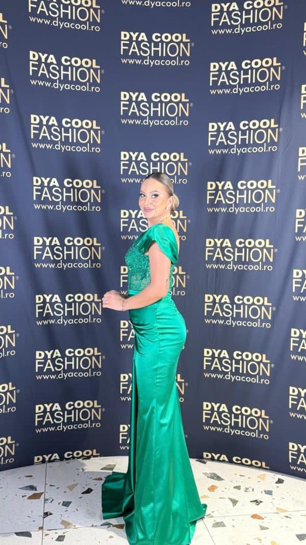 Rochie Lunga  Verde Smarald DYA1012 - imagine 3