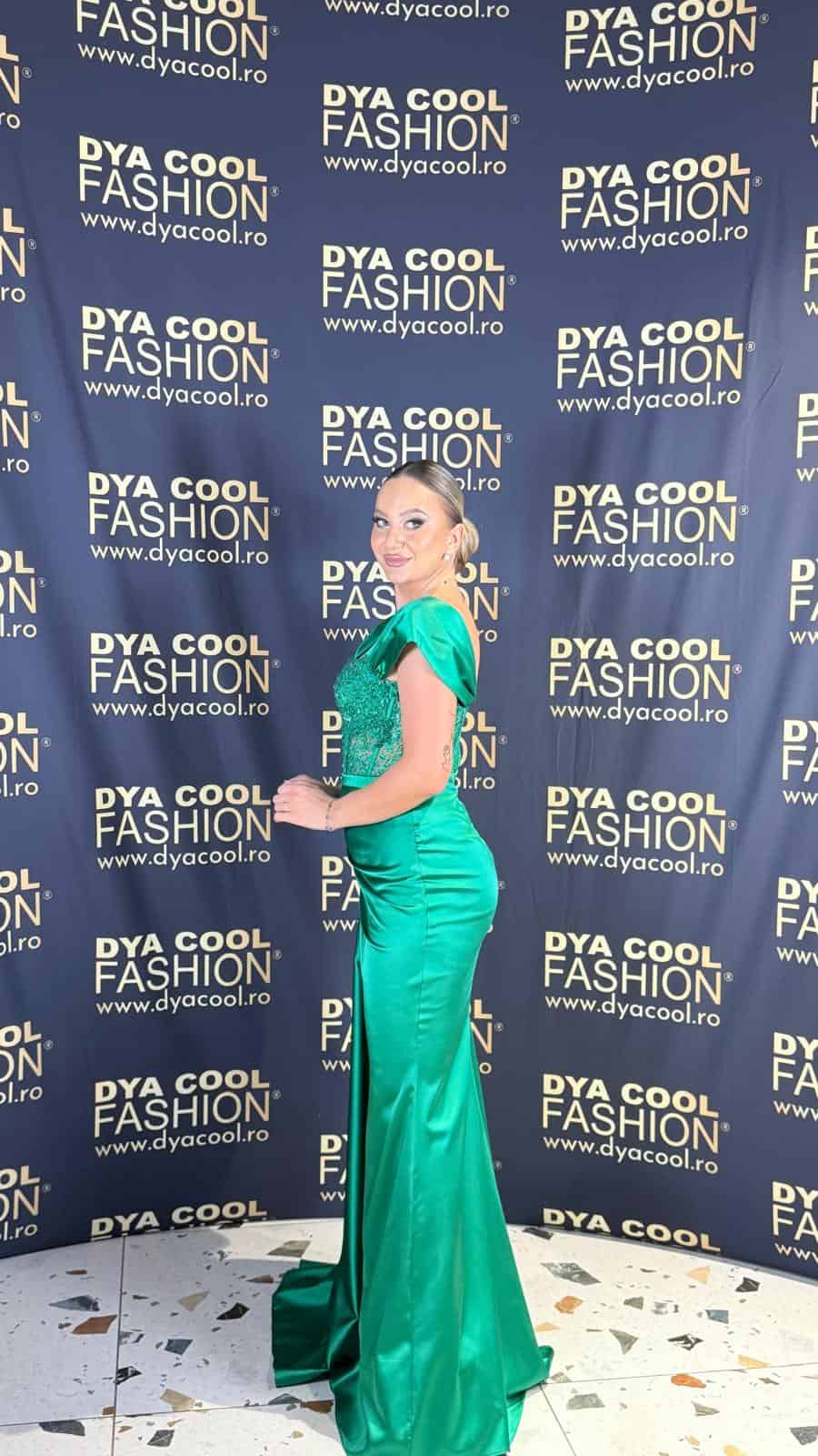 Rochie Lunga  Verde Smarald DYA1012 - imagine 3
