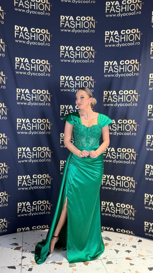 Rochie Lunga  Verde Smarald DYA1012 - imagine 2