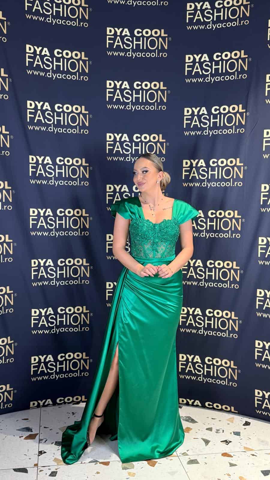 Rochie Lunga  Verde Smarald DYA1012 - imagine 2
