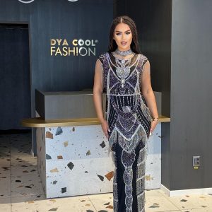 Rochie Lux Lunga Negru Argintiu DYA1018