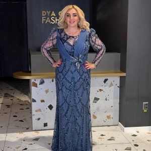 Rochie Lunga Lux Albastru Maneca Lunga DYA1025