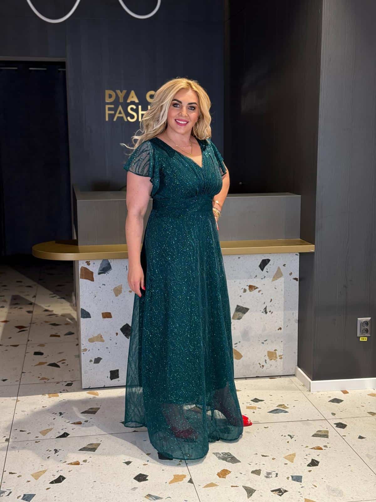 Rochie Lunga Verde Shine DYA1030 - imagine 3