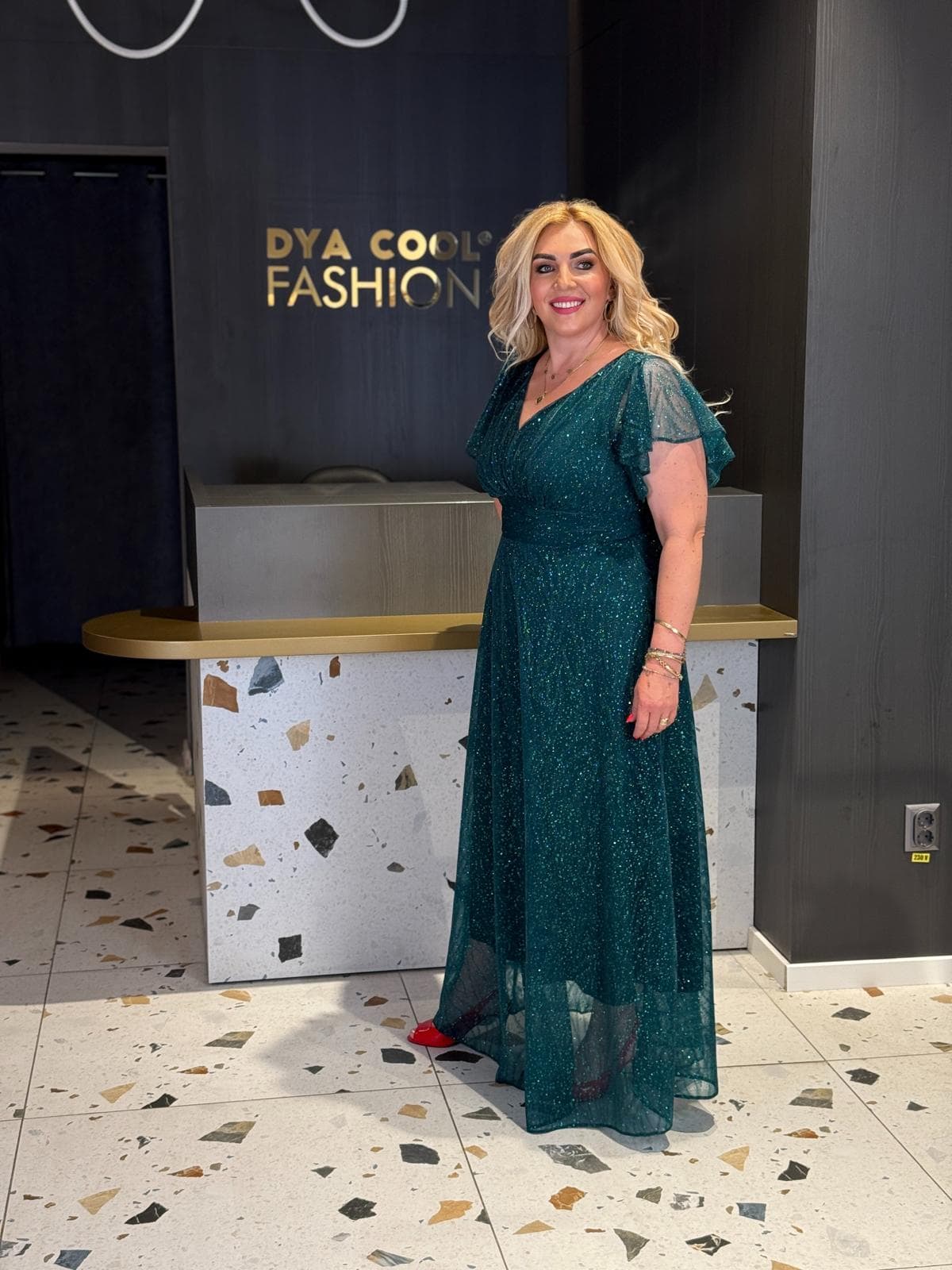 Rochie Lunga Verde Shine DYA1030 - imagine 2