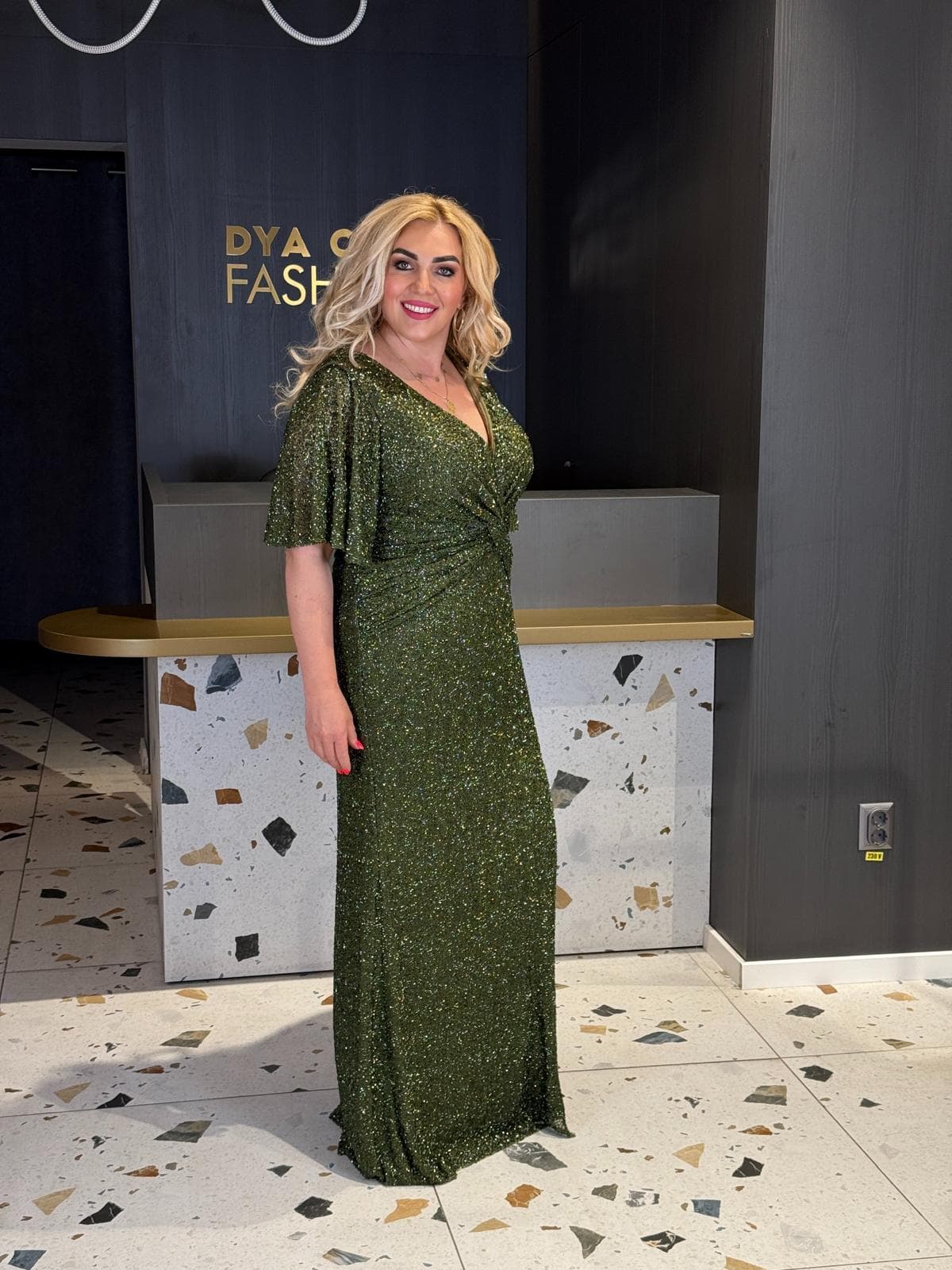 Rochie Lunga Verde Shine DYA1033 - imagine 2