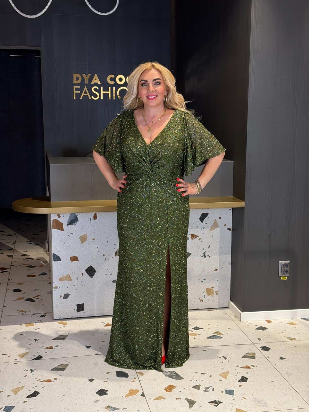 Rochie Lunga Verde Shine DYA1033