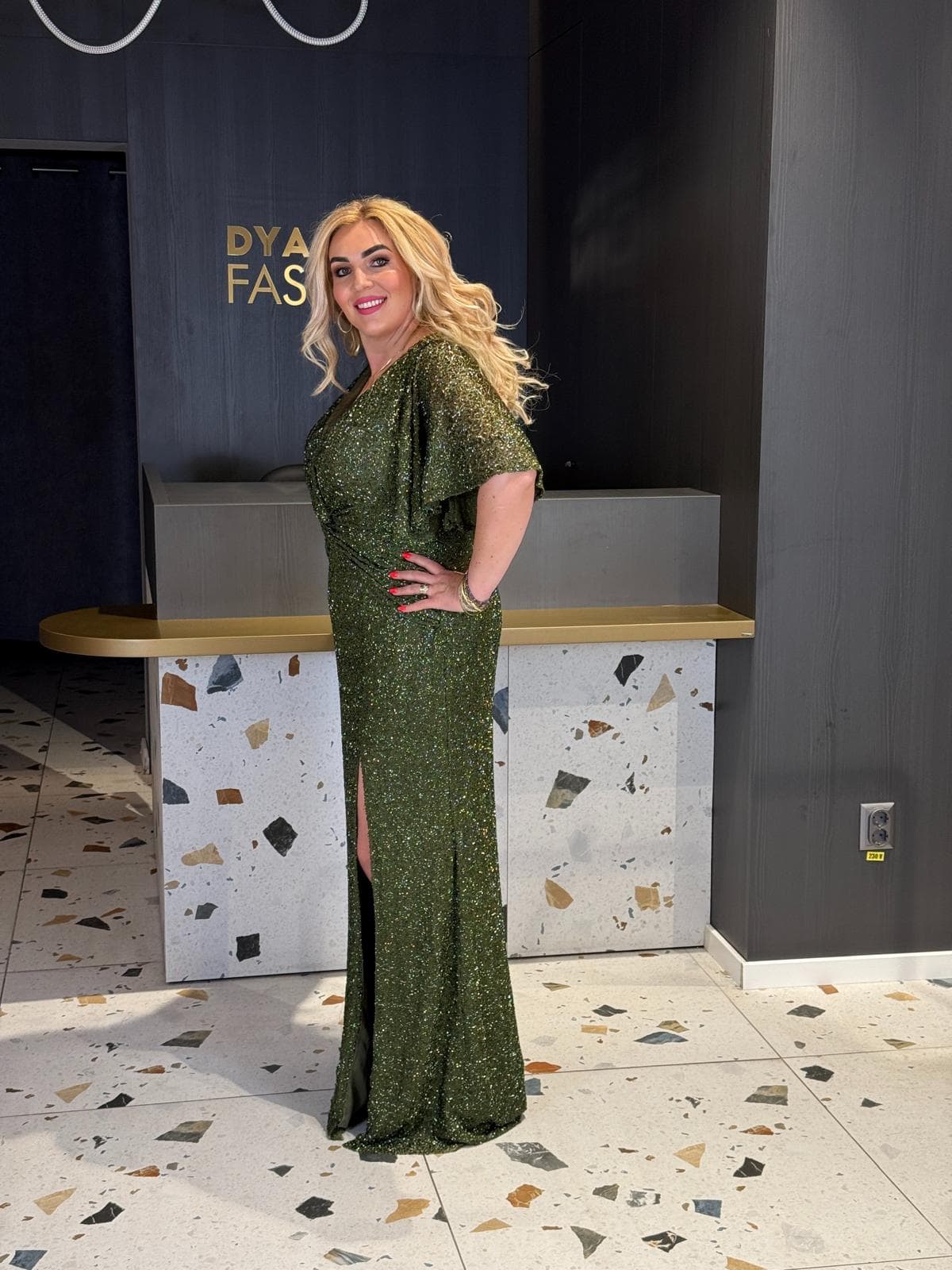 Rochie Lunga Verde Shine DYA1033 - imagine 3