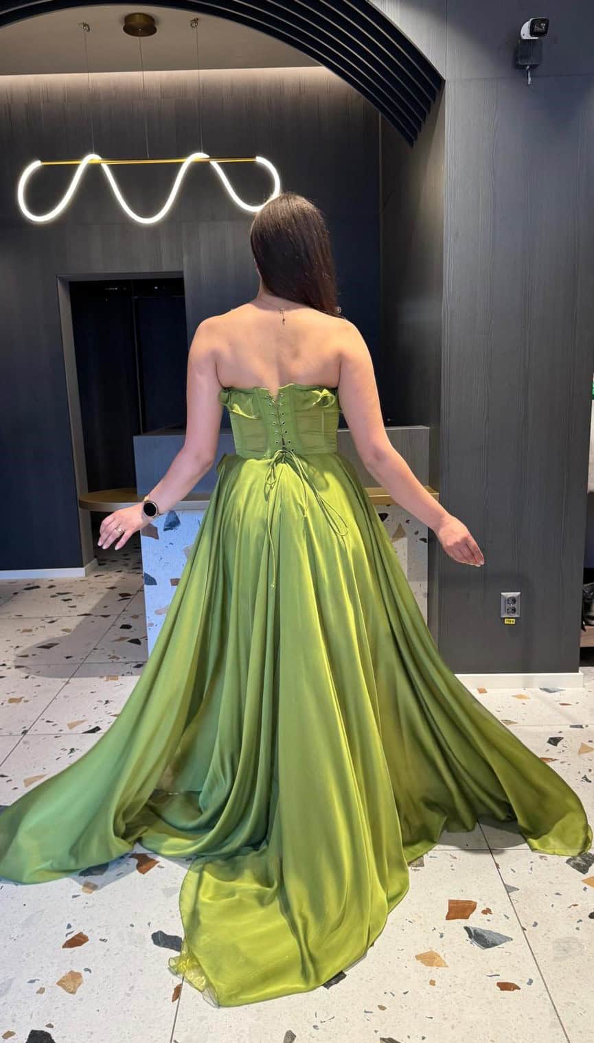 Rochie Lunga  Verde Fara Bretele DYA969 - imagine 2