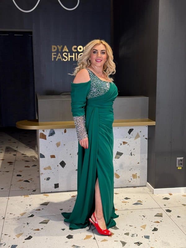 Rochie Lunga Verde DYA1032 - imagine 2