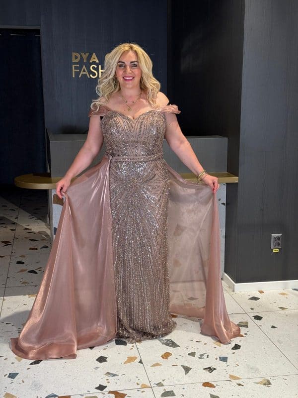 Rochie Lungă Lux Mocca DYA1024 - imagine 2