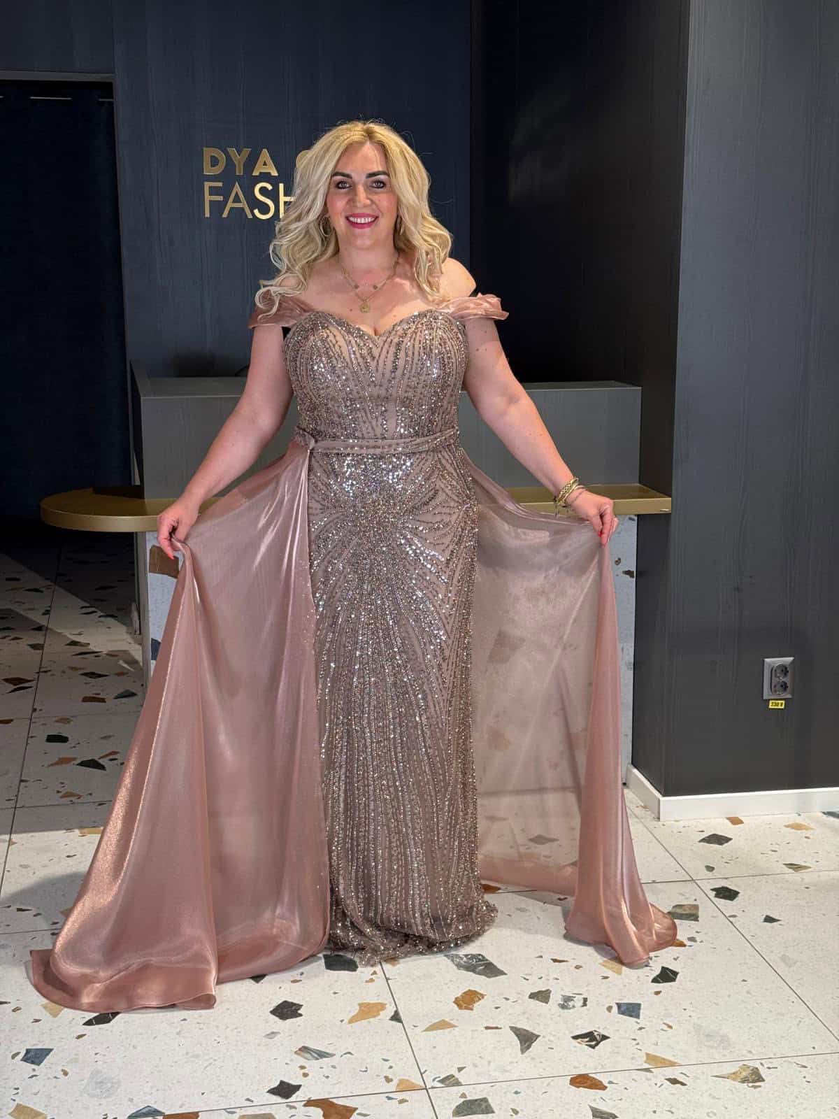 Rochie Lungă Lux Mocca DYA1024 - imagine 2