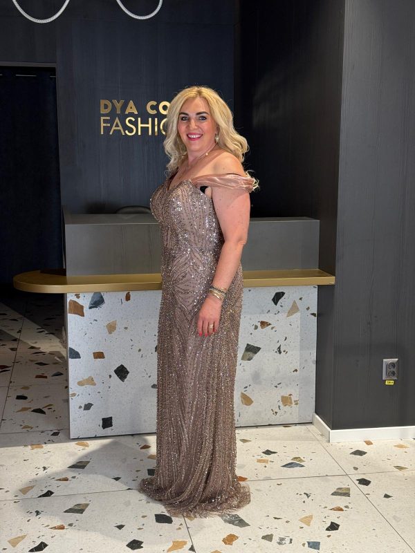 Rochie Lungă Lux Mocca DYA1024 - imagine 6