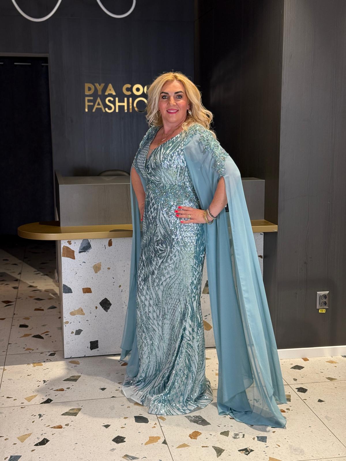 Rochie Lungă Lux Verde Menta Wings DYA1080 - imagine 3