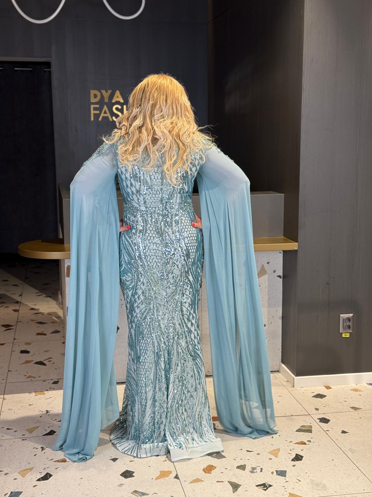 Rochie Lungă Lux Verde Menta Wings DYA1080 - imagine 4