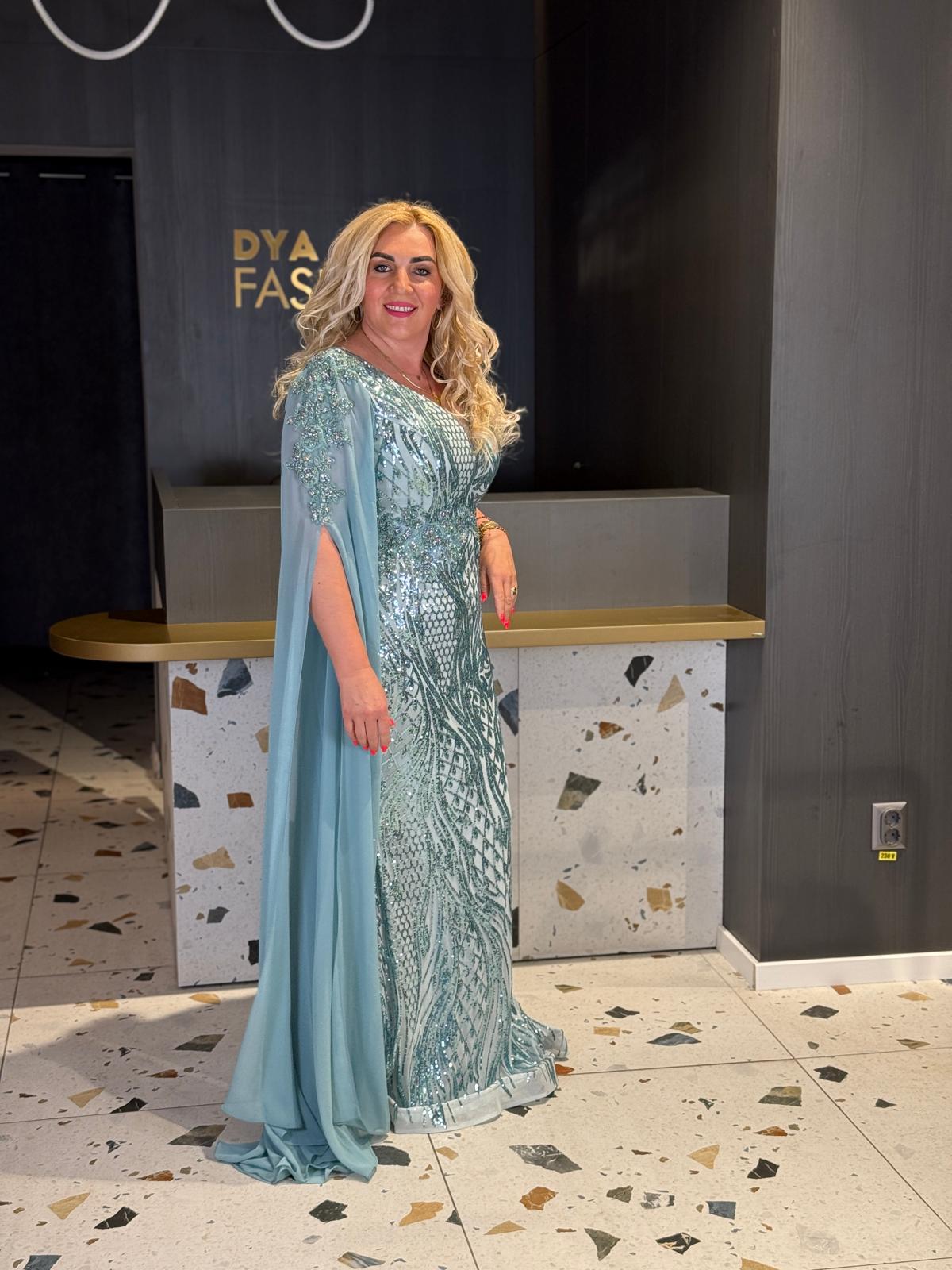 Rochie Lungă Lux Verde Menta Wings DYA1080 - imagine 2