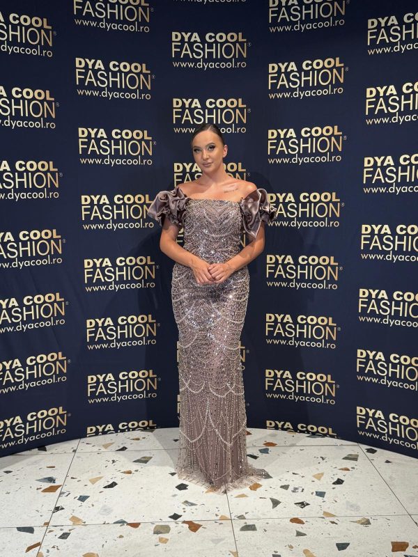 Rochie Lunga Lux Mocca-Argintiu DYA1047