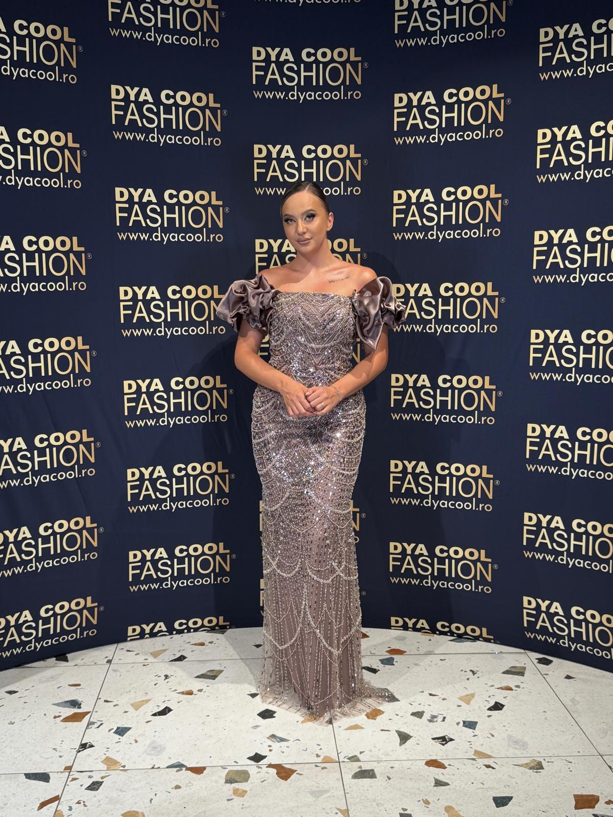 Rochie Lunga Lux Mocca-Argintiu DYA1047