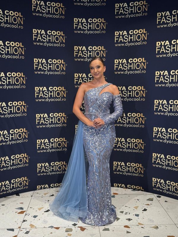 Rochie Lunga Albastru-Argintiu DYA1058