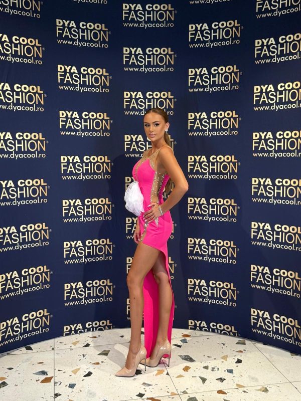 Rochie Lunga Asimetrica Fuxia DYA1063 - imagine 2